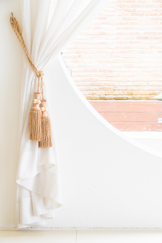 pinch pleat curtains  white color with golden combination