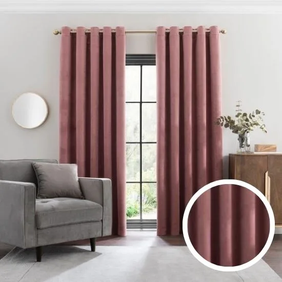 Blackout Linen Pink Curtains Dubai