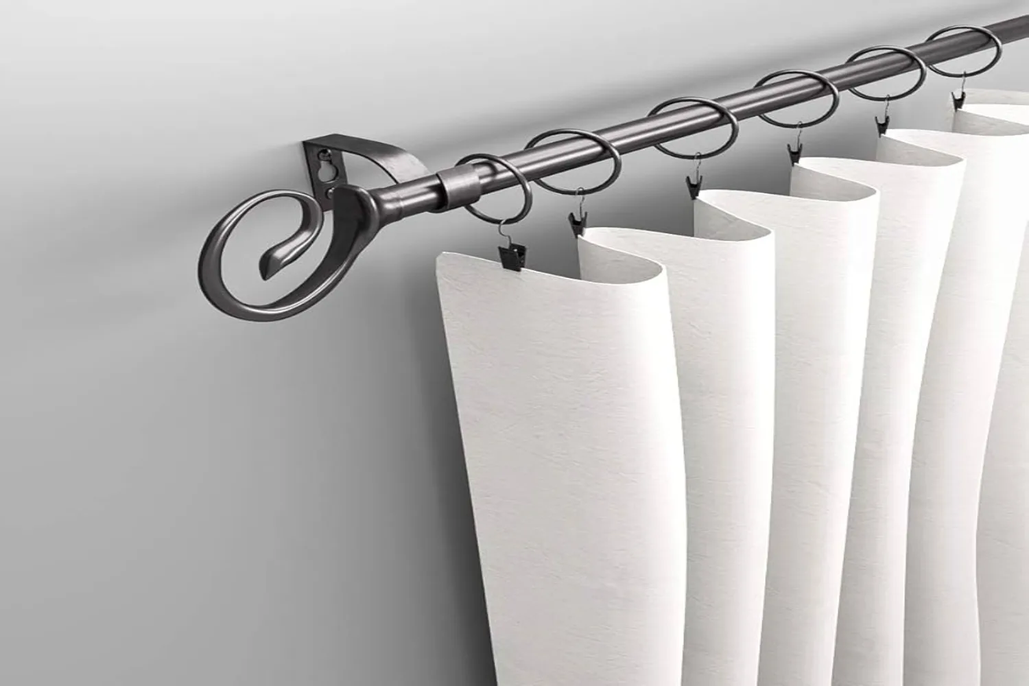 Single Rod with Curtain Rings or Brackets