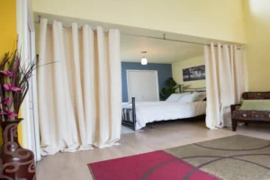 Chic Room Divider with window Curtains