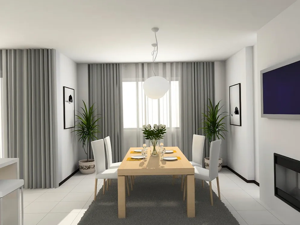 modern-living-room Grey Curtains Dubai