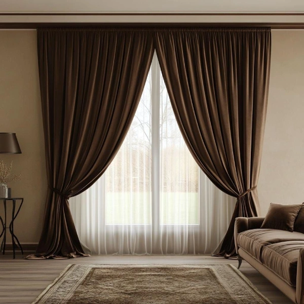 Brown curtain fabric Dubai