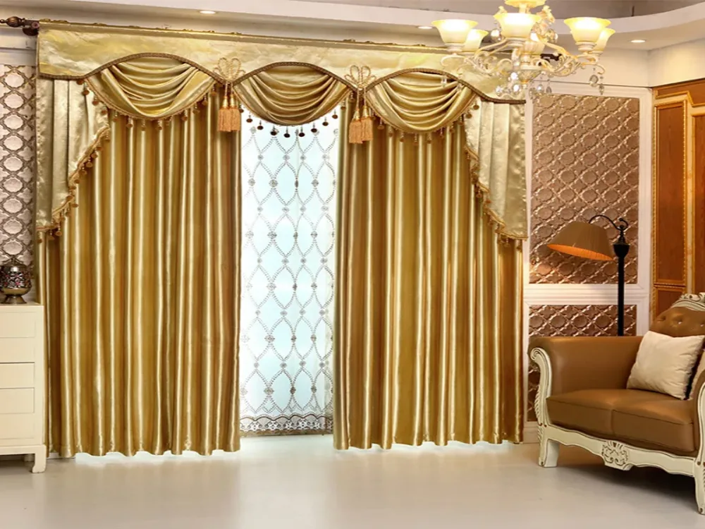 Gold pleated curtains Dubai