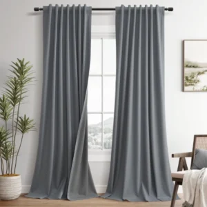 Linen Blend White Blackout Curtain
