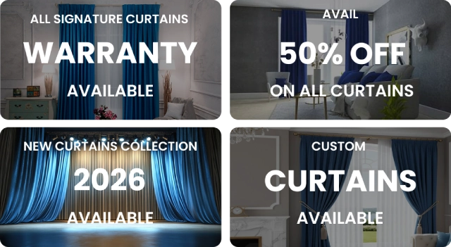 blue curtains in Dubai