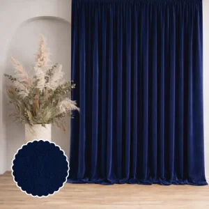 Navy Blue Textured Blackout Curtains