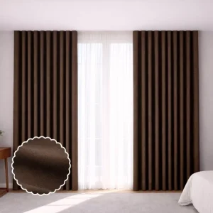 Rustic Brown Eyelet Bedroom Curtains