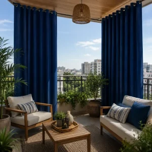 Cascade Blue Curtain