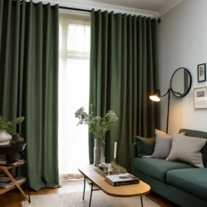 Heavyweight Soundproof Blackout Curtains Vintage Green