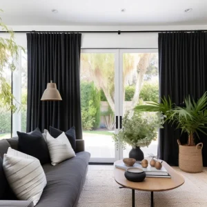 Matte Black Soundproof Linen Curtains