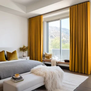 Mustard Yellow Custom Soundproof Curtains Dubai