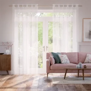 White Sheer Light Filtering Transparent Eyelet Curtains